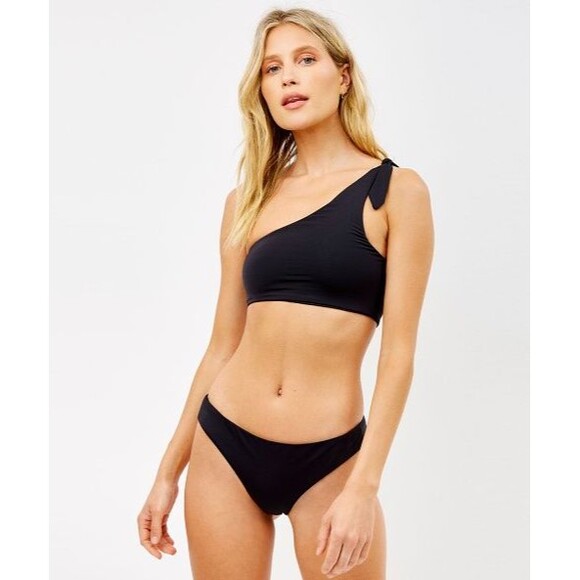 Frankies Bikinis Eco Taylor One Shoulder Bikini Top in Black Size LARGE - Picture 5 of 5
